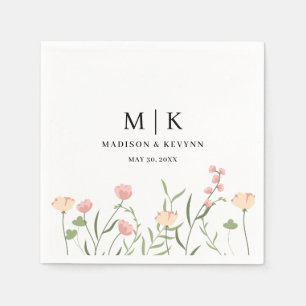 Servilleta De Papel Floral mínima y de Moda   Boda Napkins