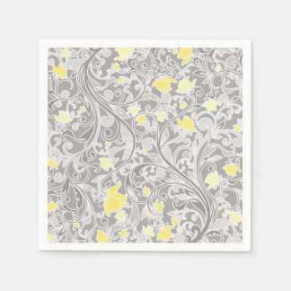 Servilleta De Papel Floral moderna de color amarillo y gris batido
