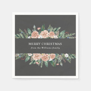 Servilleta De Papel Floral moderno de invierno Feliz Navidad
