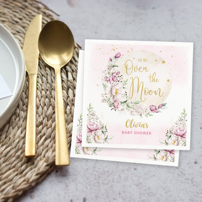 Servilleta De Papel Floral Moon Pink Baby Shower (Subido por el creador)