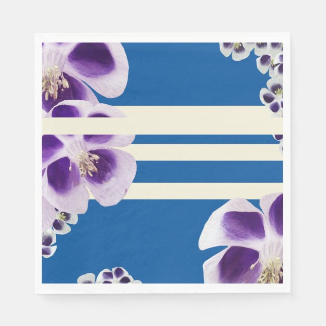 Servilleta De Papel Floral morada y azul (Anverso)