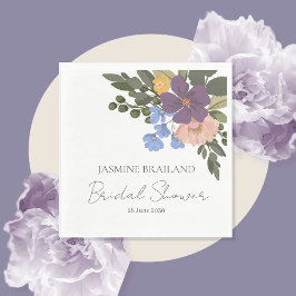 Servilleta De Papel Floral morada y vegetación Bouquet Bridal Shower
