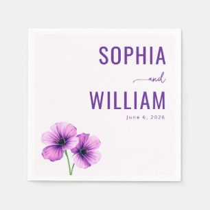 Servilleta De Papel Floral Morado Elegante