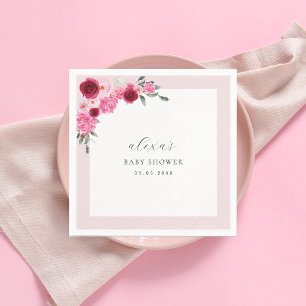 Servilleta De Papel Floral Navidad rosa   Baby Shower Chica de inviern