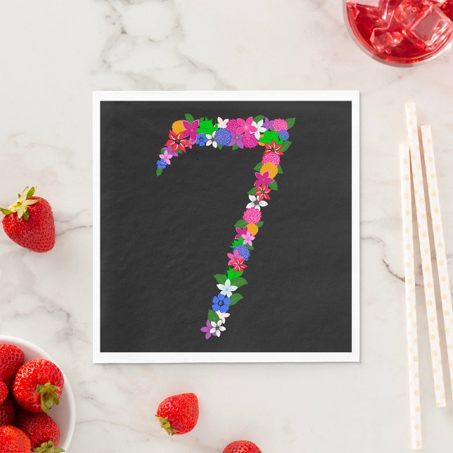 Servilleta De Papel Floral Number Seven Botanical Flower Design (Subido por el creador)