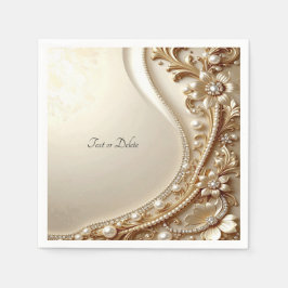 Servilleta De Papel Floral Ornate Dorado Elegante