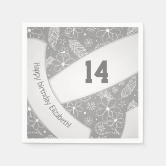 Servilleta De Papel Floral paisley plumas doodles voleibol gris