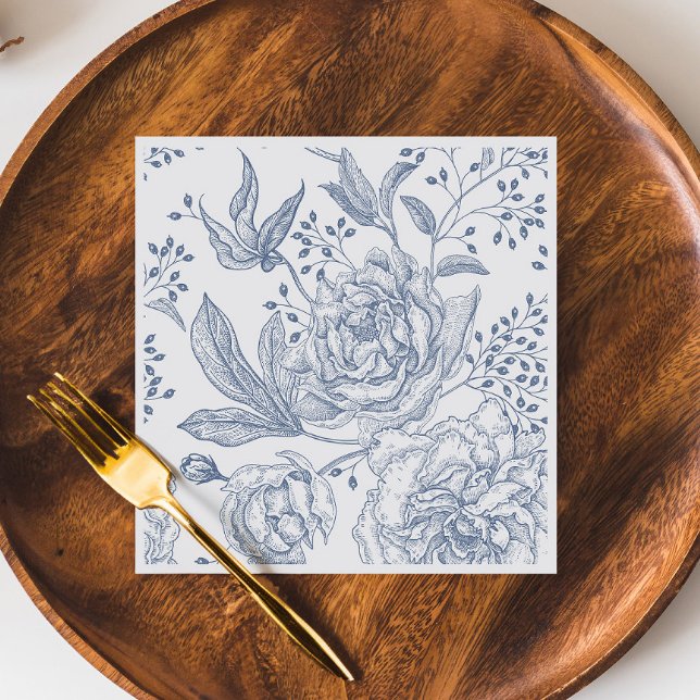 Servilleta De Papel Floral Periwinkle Elegant Blue Boda (Subido por el creador)