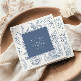 Servilleta De Papel Floral Periwinkle Elegant Blue Boda