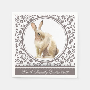 Servilleta De Papel Floral personalizada de conejo de Pascua