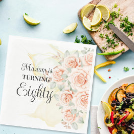 Servilleta De Papel Floral Pintada 80 cumpleaños