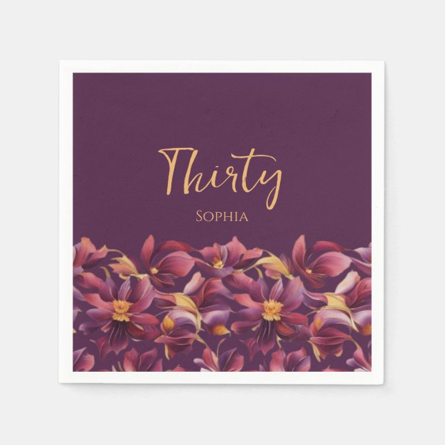 Servilleta De Papel Floral púrpura (Anverso)