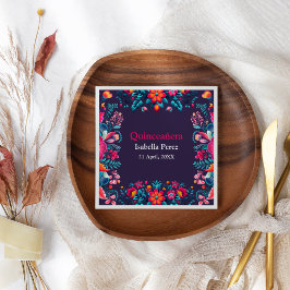 Servilleta De Papel Floral Quinceanera Purple Mexican Fiesta Cumpleaño
