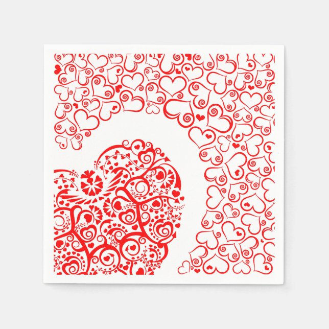 Servilleta De Papel Floral Red Heart Lover (Anverso)