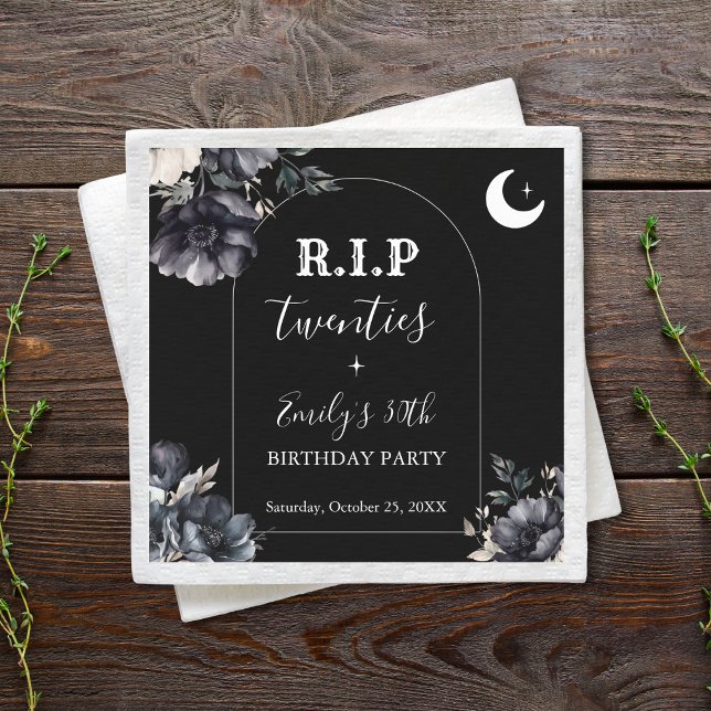 Servilleta De Papel Floral RIP Twenties 30th Birthday Paper Napkin (Subido por el creador)