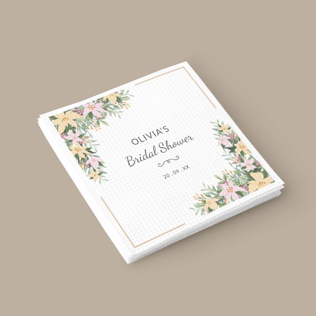 Servilleta De Papel Floral Romantic Bridal Shower Napkin (Subido por el creador)