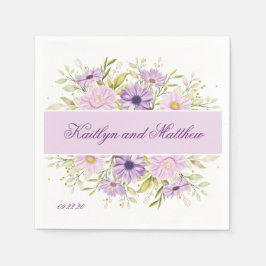 Servilleta De Papel Floral romántica Boda púrpura