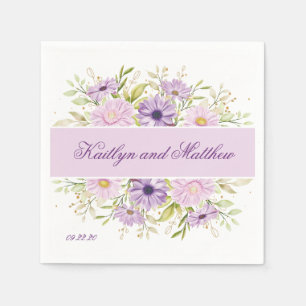 Servilleta De Papel Floral romántica Boda púrpura