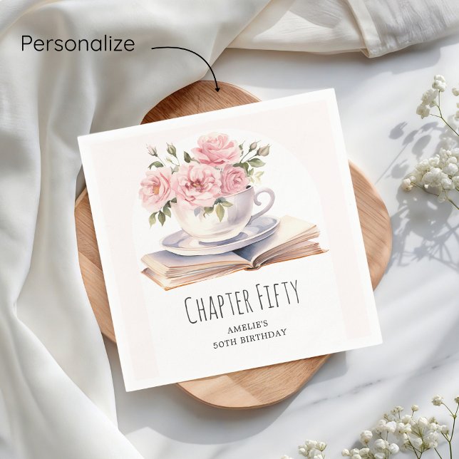 Servilleta De Papel Floral rosa 50º tema del libro Cumpleaños (Subido por el creador)