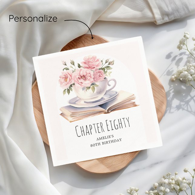 Servilleta De Papel Floral rosa 80º tema del libro Cumpleaños (Subido por el creador)