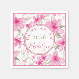 Servilleta De Papel Floral Rosa | Azalea Acuarela | Graduación