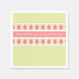 Servilleta De Papel Floral rosa con verde claro