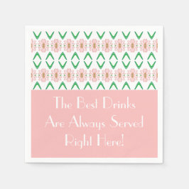 Servilleta De Papel Floral rosa con verde y blanco