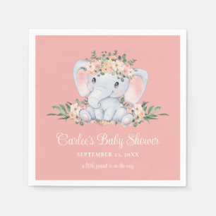 Servilleta De Papel Floral rosa Cute Elephant Baby Baby Shower