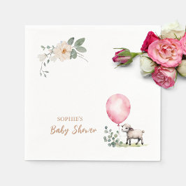 Servilleta De Papel Floral rosa dulce y pequeña lámpara