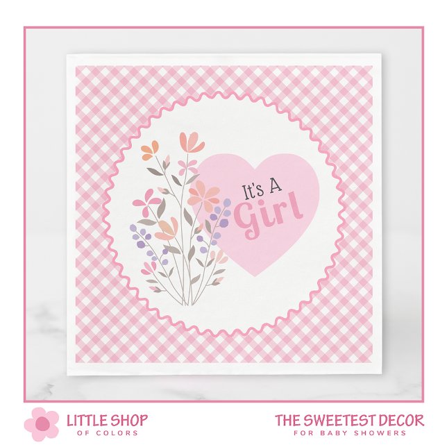 Servilleta De Papel Floral rosa es un Baby Shower Chica (Subido por el creador)