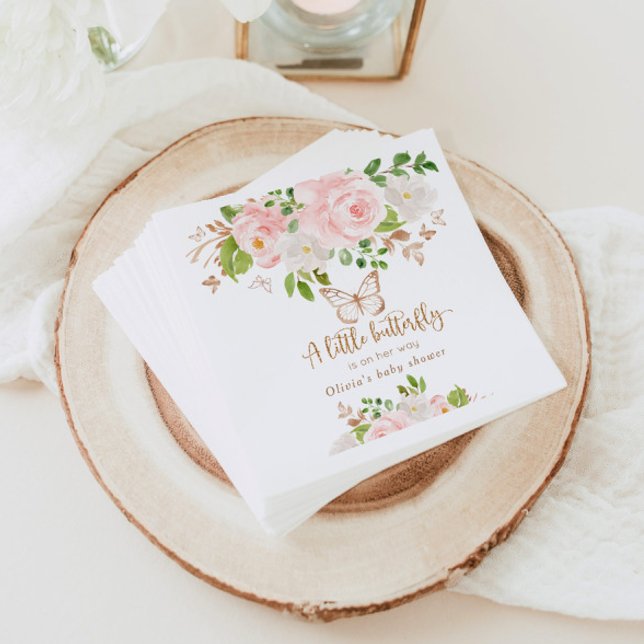 Servilleta De Papel Floral rosa mariposa mariposa ducha bebé Napkins (Subido por el creador)
