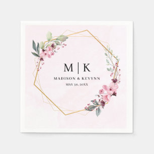 Servilleta De Papel Floral rosa mínima y Moda   Boda