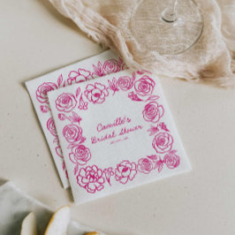 Servilleta De Papel Floral rosa Whimsical Bridal Ducha Papel Napkin