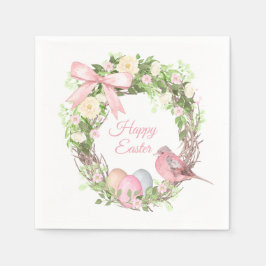 Servilleta De Papel Floral rosa Wreath feliz Pascua