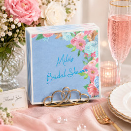 Servilleta De Papel floral rosa y azul