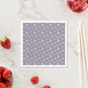 Servilleta De Papel Floral Rosa y Gris Bonito