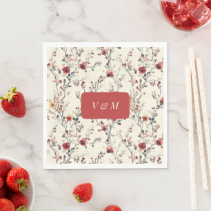 Servilleta De Papel Floral Rosa y Rojo de Primavera