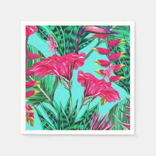 Servilleta De Papel Floral rosa y Verde azulada
