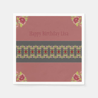 Servilleta De Papel Floral rosada