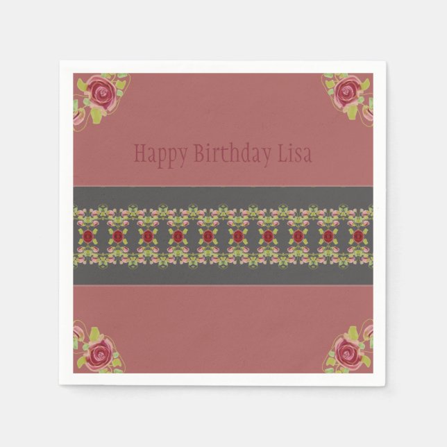 Servilleta De Papel Floral rosada (Anverso)