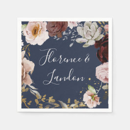 Servilleta De Papel Floral Rubor moderna | Napkins Boda de la Marina