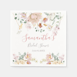 Servilleta De Papel Floral Rubor verde rosa elegante ducha de novia