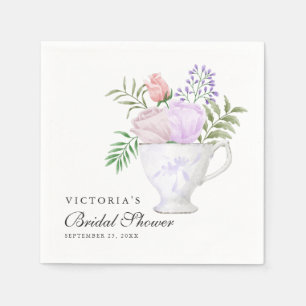 Servilleta De Papel Floral Rubor y Gold Bridal Shower Tea Fiesta
