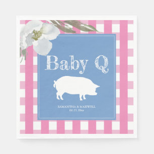 Servilleta De Papel Floral rural rústica y cerdo Gingham Babyq