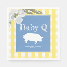 Servilleta De Papel Floral rural rústica y cerdo Gingham Babyq