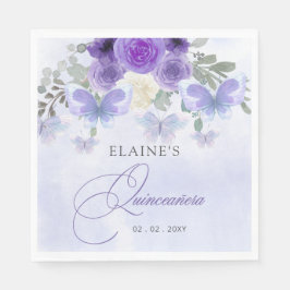 Servilleta De Papel Floral Rusa Purple Lilac Butterflies Quinceanera