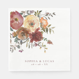 Servilleta De Papel Floral Rust Burgundy Fall Wedding