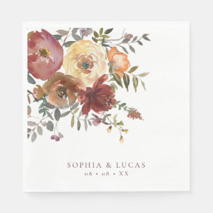 Servilleta De Papel Floral Rust Burgundy Fall Wedding