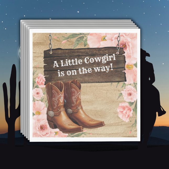 Servilleta De Papel Floral Rustic Cowgirl Boots Baby Shower (Subido por el creador)