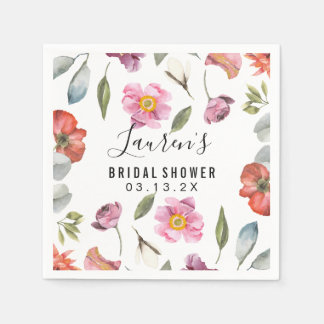 Servilleta De Papel Floral Script Bridal Shower